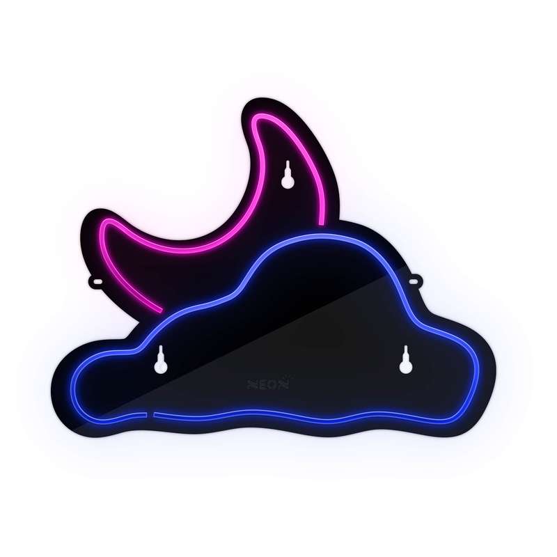 چراغ دیواری نئون دیزاین طرح Cloud-Vs-Moon-BL_MLC