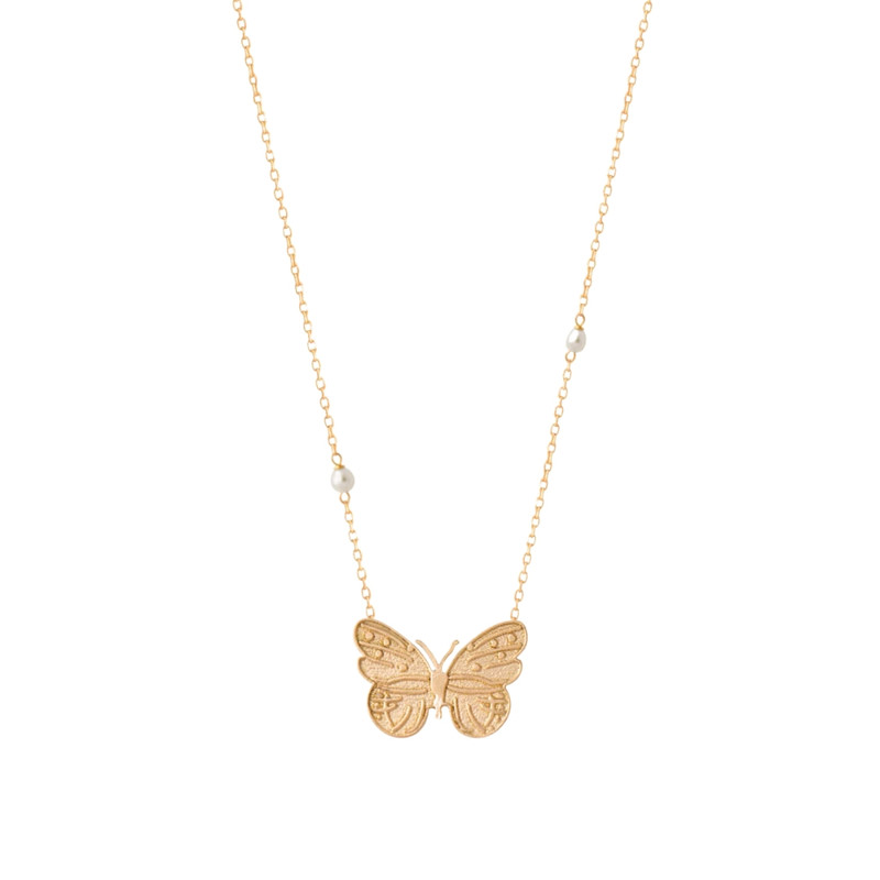 گردنبند طلا 18 عیار زنانه درگونه مدل پروانه