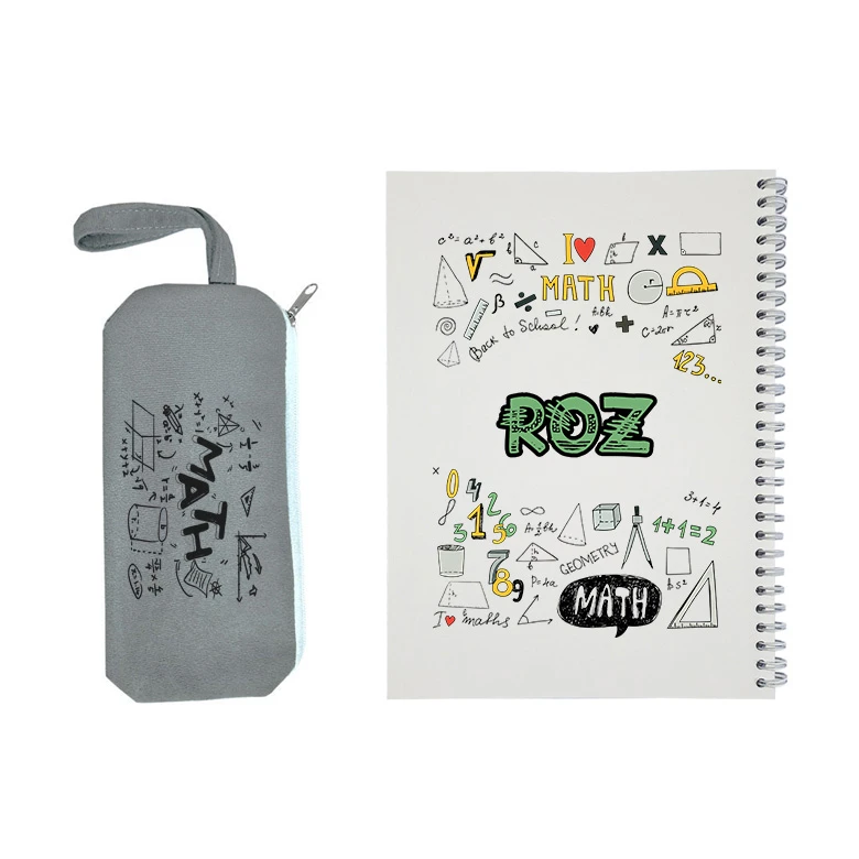 دفتر مشق 50 برگ طرح ریاضی مدل رز به همراه جامدادی