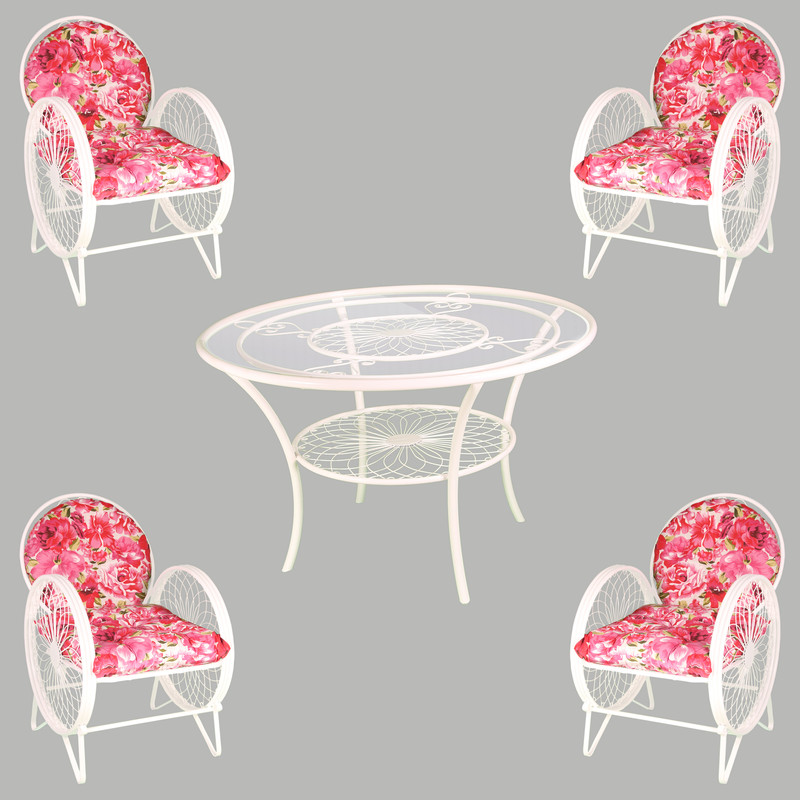 میز و صندلی ناهاخوری 4 نفره مدل گلبرگ گلدار