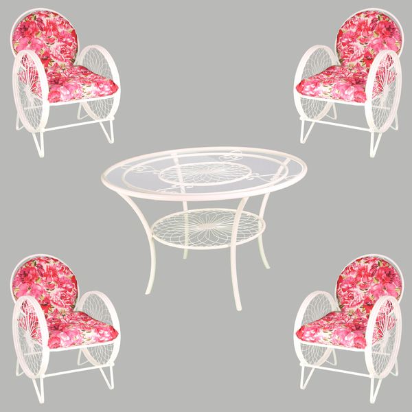 میز و صندلی ناهاخوری 4 نفره مدل گلبرگ گلدار
