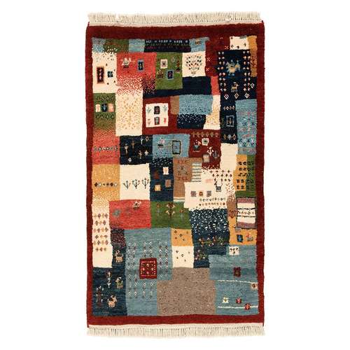 گبه دستباف یک و نیم متری شرکت سهامی فرش ایران طرح چهل تکه کد 418246