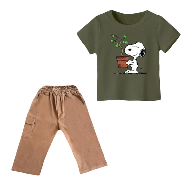 ست تی شرت و شلوارک پسرانه مدل اسنوپی کد 59