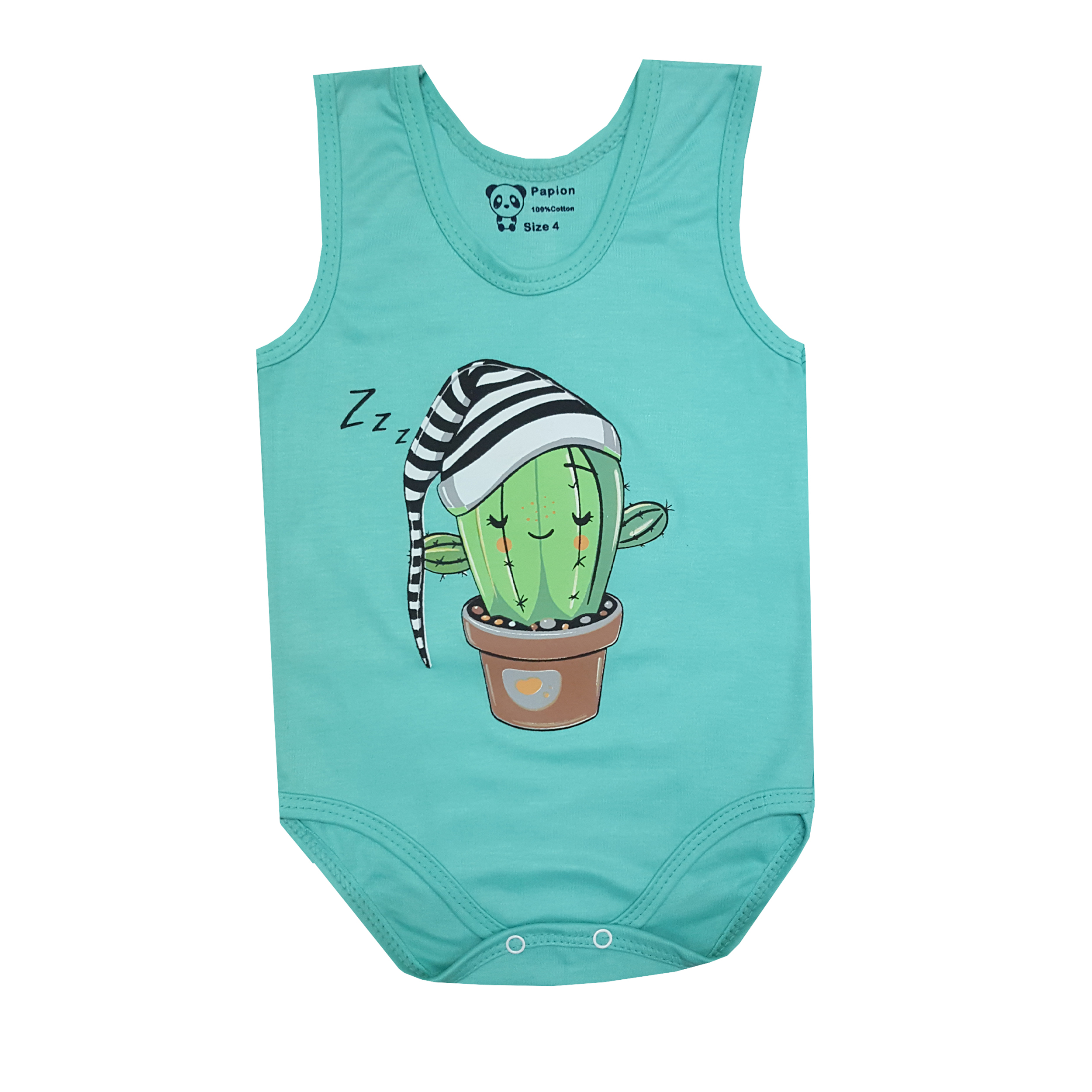 بادی نوزادی مدل کاکتوس کوچولو رنگ سبز