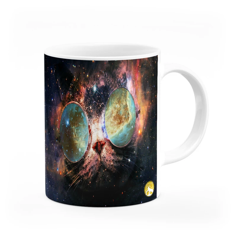 ماگ هومرو طرح گلکسی کهکشان گربه مدل MG8724