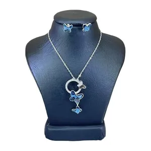 نیم ست نقره زنانه سواروسکی مدل پروانه خاص کد 3236