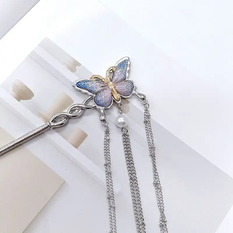 گیره مو زنانه مدل کانزاشی طرح پروانه آویزدار