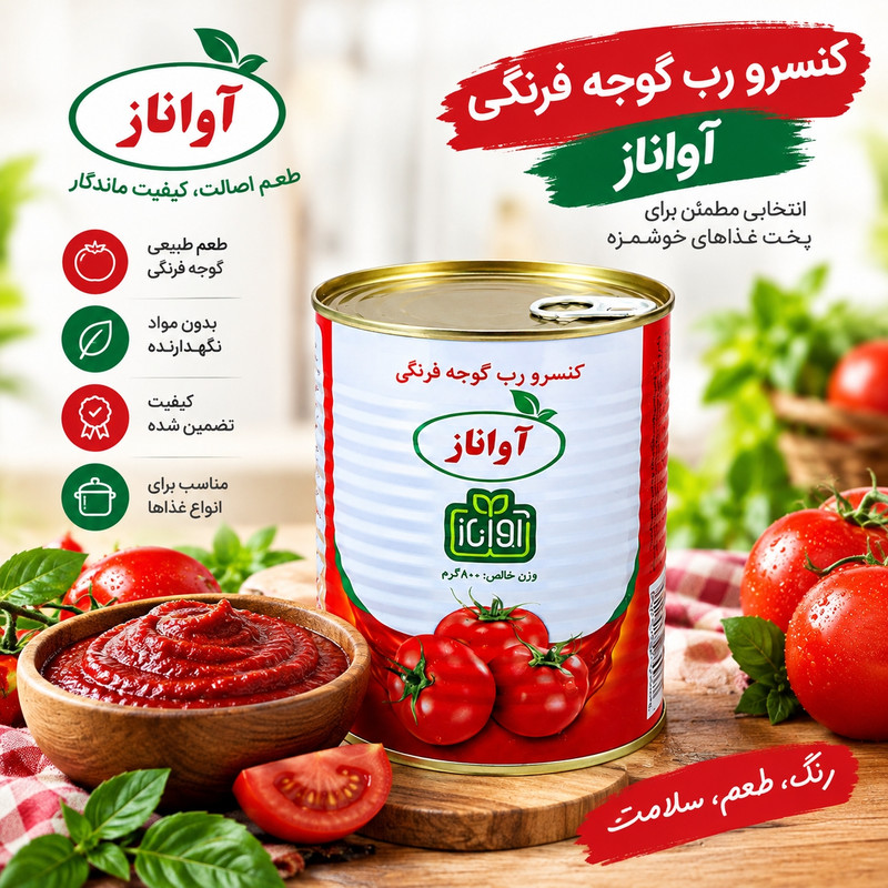 رب گوجه فرنگی آواناز - 800 گرم بسته ۴ عددی
