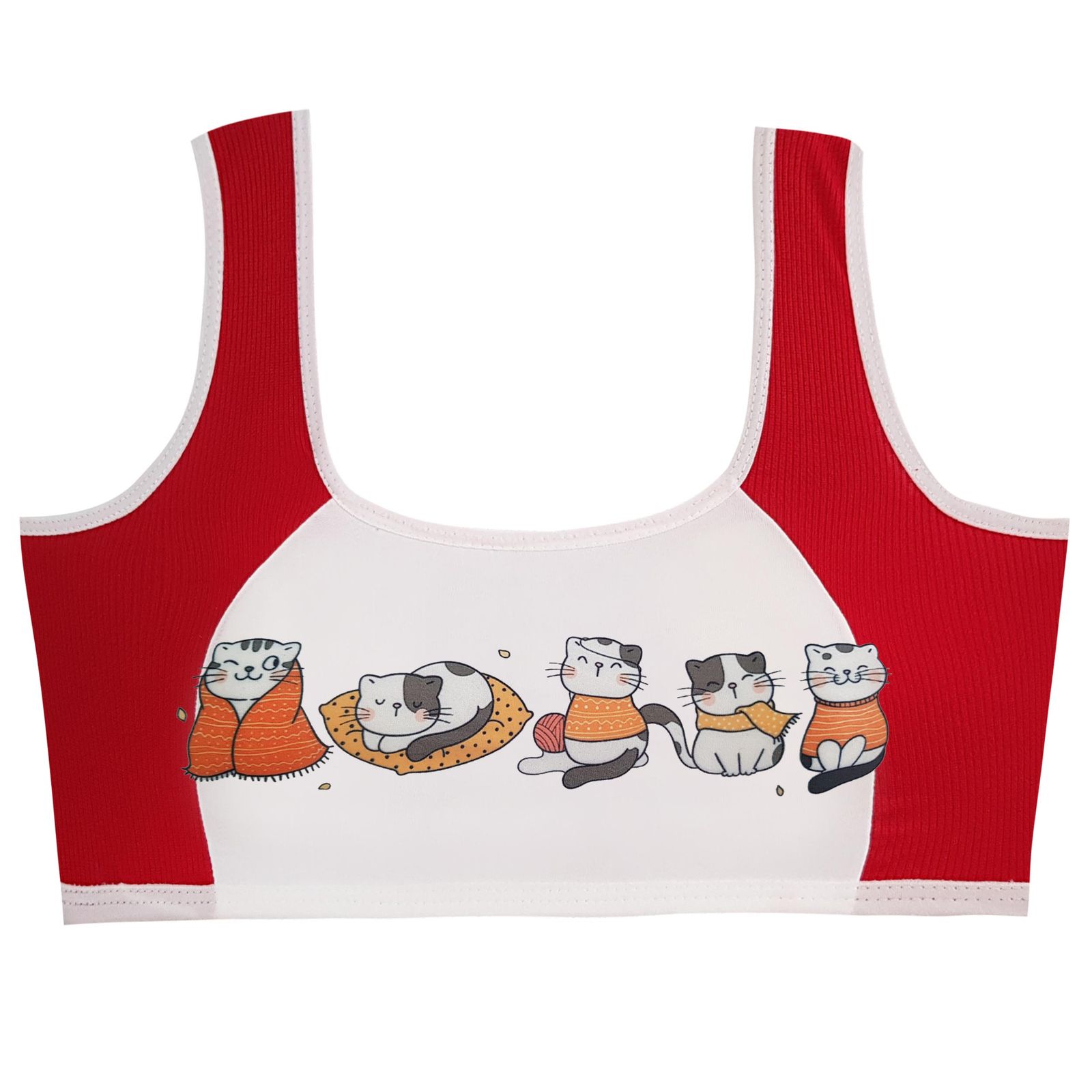 ست شورت و نیم تنه دخترانه ماییلدا مدل پددار گربه سرمایی کد 5164-6 رنگ قرمز - - 2