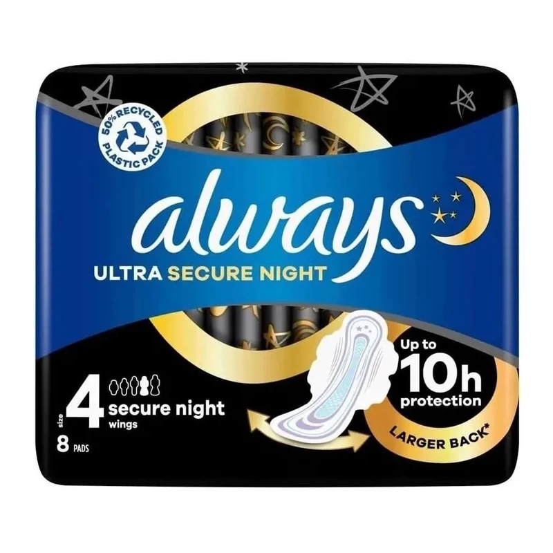 نوار بهداشتی بالدار مشبک نازک ضد حساسیت روز و شب الویز مدل Ultra Secure Night با جذب بالا سایز 4 بسته 8 عددی