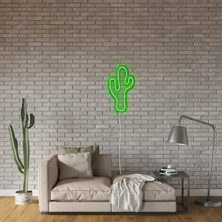 چراغ دیواری ماهوت طرح نئون کاکتوس کد 07