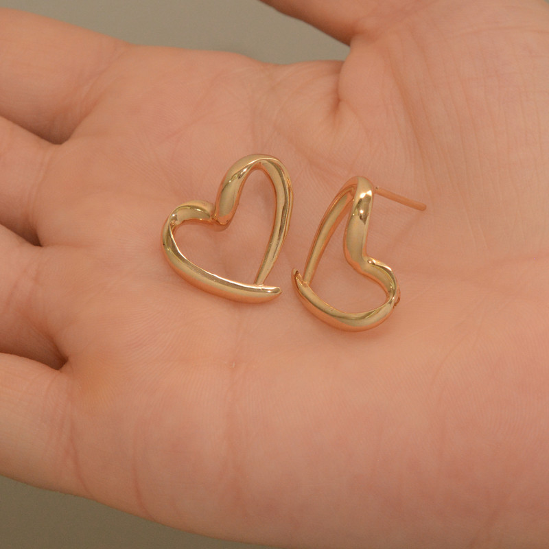گوشواره میخی طلا 18 عیار زنانه طلای مستجابی مدل قلب کد A596 - 2