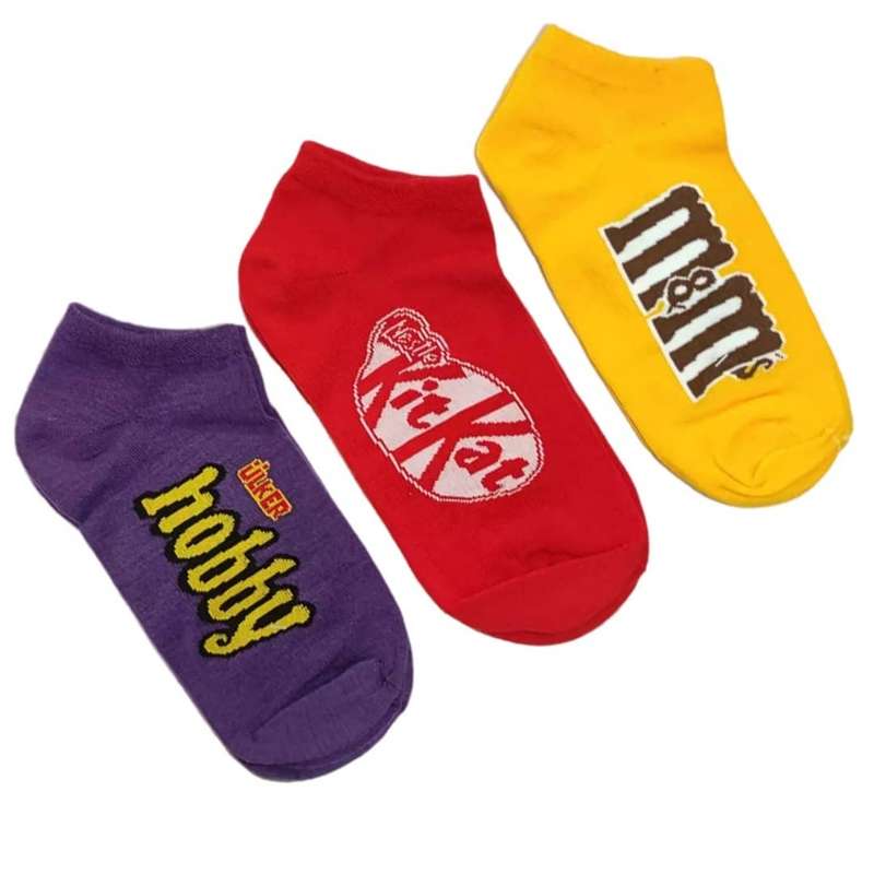 جوراب دخترانه مدل شکلات بسته 3 عددی