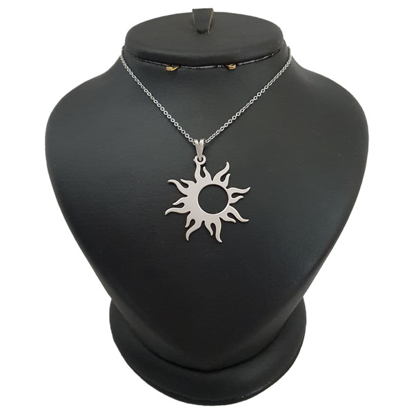 گردنبند نقره زنانه ترمه ۱ طرح خورشید کد mas 00382