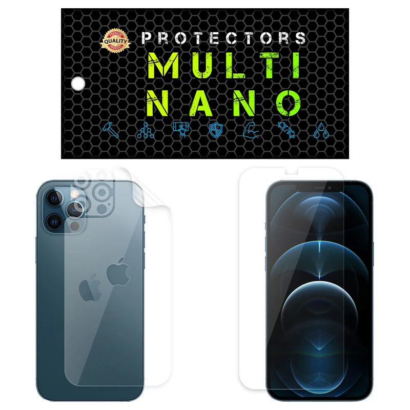 محافظ صفحه نمایش مولتی نانو مدل X-SFT مناسب برای گوشی موبایل اپل iPhone 12 Pro به همراه محافظ پشت