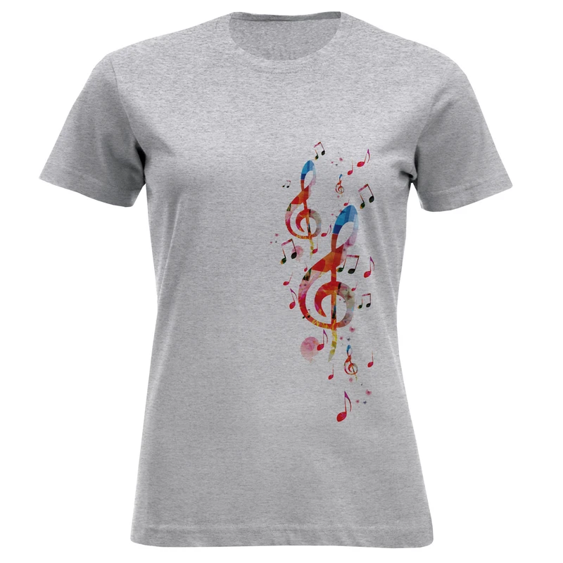 تی شرت آستین کوتاه زنانه مدل نت موسیقی D549
