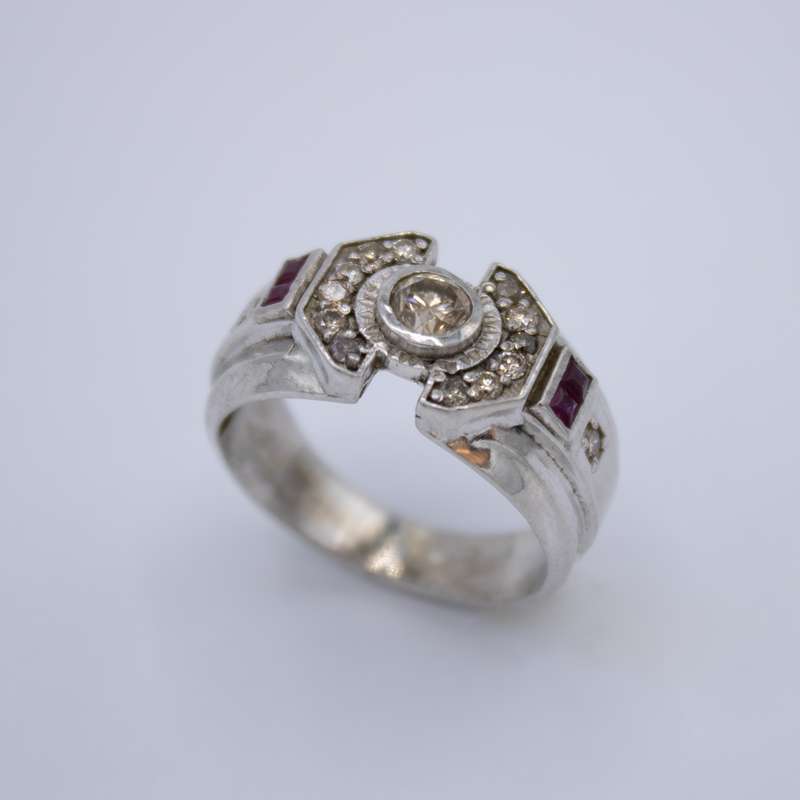 انگشتر نقره مردانه مدل  الماس طبیعی