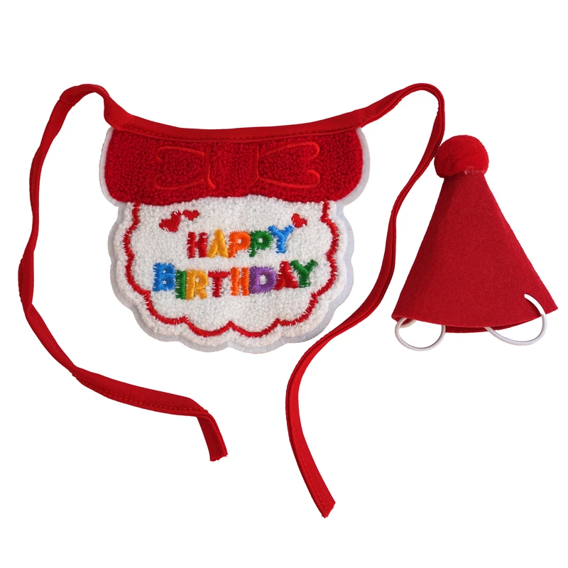 کلاه و دستمال گردن حیوانات خانگی مدل Happy Birthday