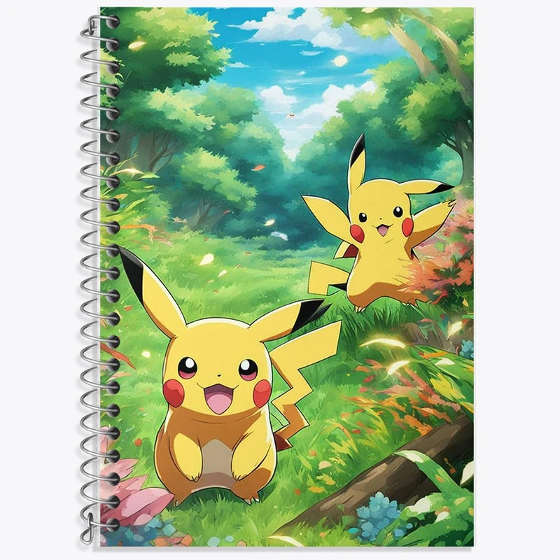 دفتر زبان 50 برگ خندالو مدل دو خط طرح انیمه پوکمون (Pokemon) کد F2022