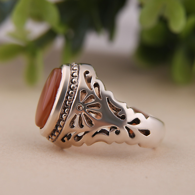 انگشتر نقره مردانه مدل عقیق یمنی کد MR0061