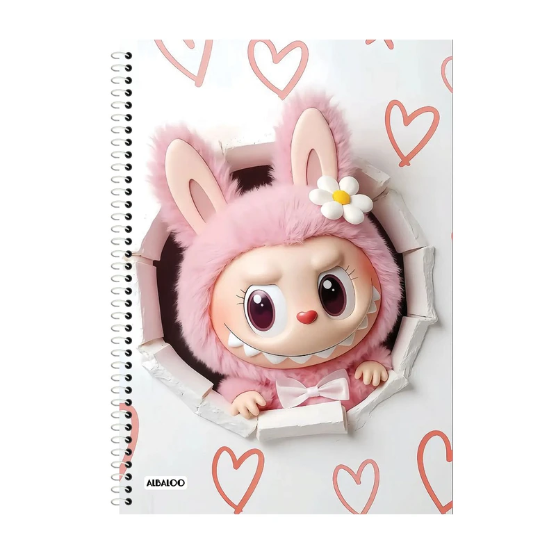 دفتر زبان 100 برگ آلبالو طرح عروسک لبوبو کد 2103