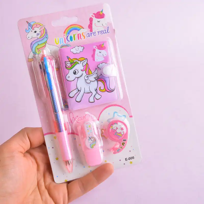 بسته لوازم تحریر مدل یونیکورن مجموعه 4 عددی