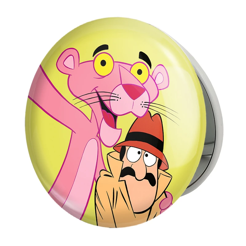 آینه جیبی خندالو طرح پلنگ صورتی Pink Panther مدل تاشو کد 1407 