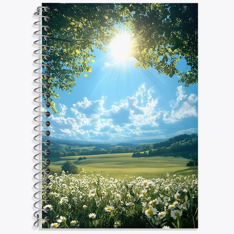 دفتر زبان 50 برگ خندالو مدل سه خط طرح منظره ی طبیعت کد F5264