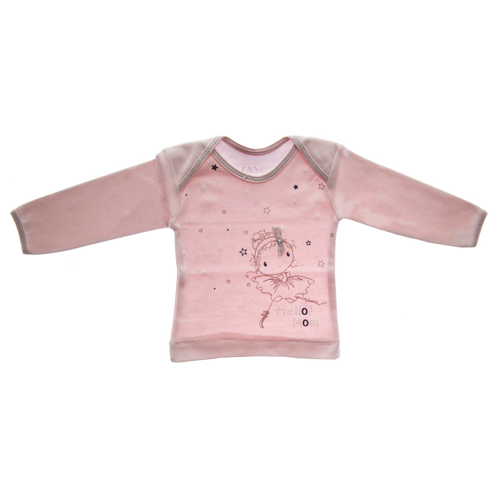 تیشرت آستین بلند نوزادی کد 93 رنگ صورتی