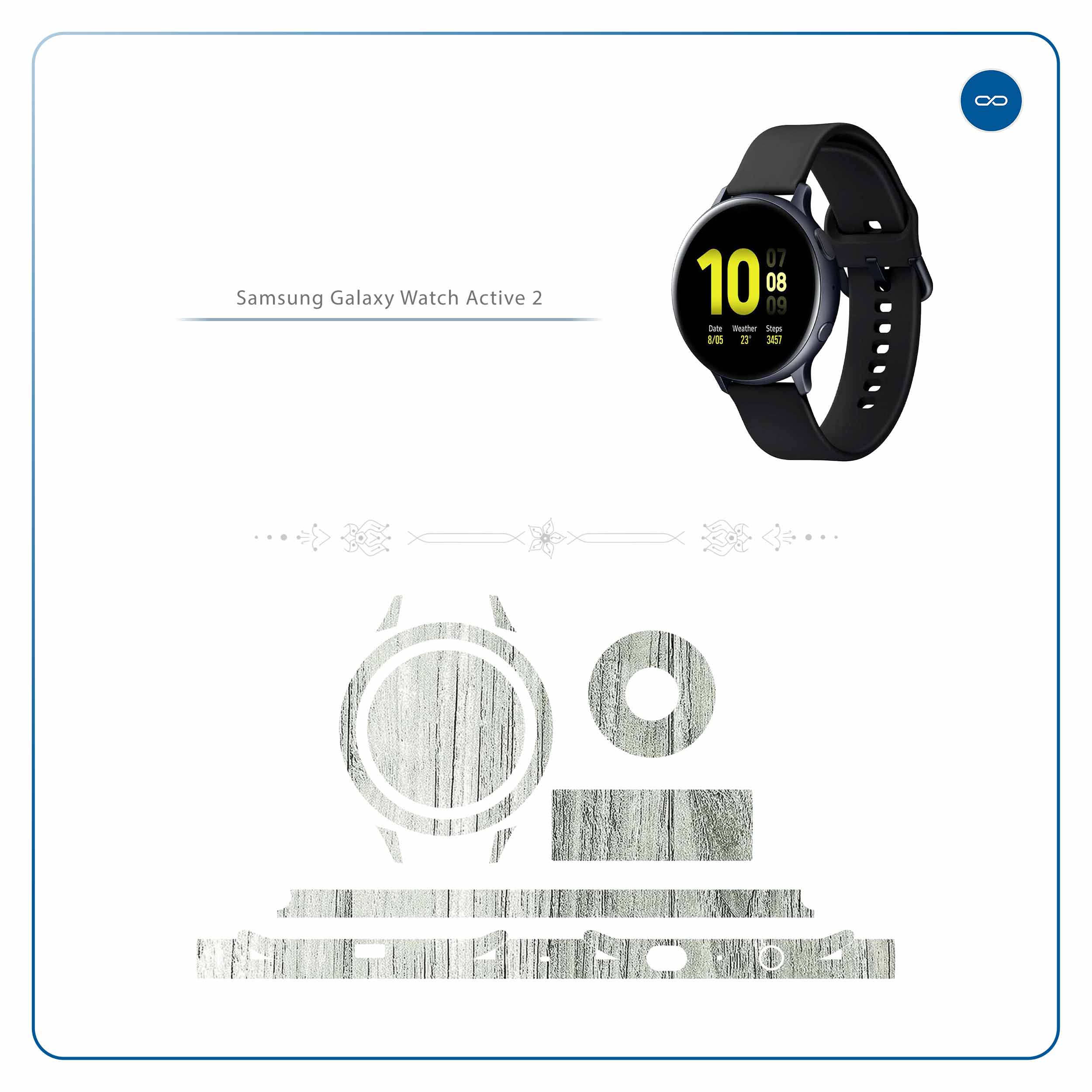 برچسب ماهوت طرح White-Wood مناسب برای ساعت هوشمند سامسونگ Galaxy Watch Active 2 44mm