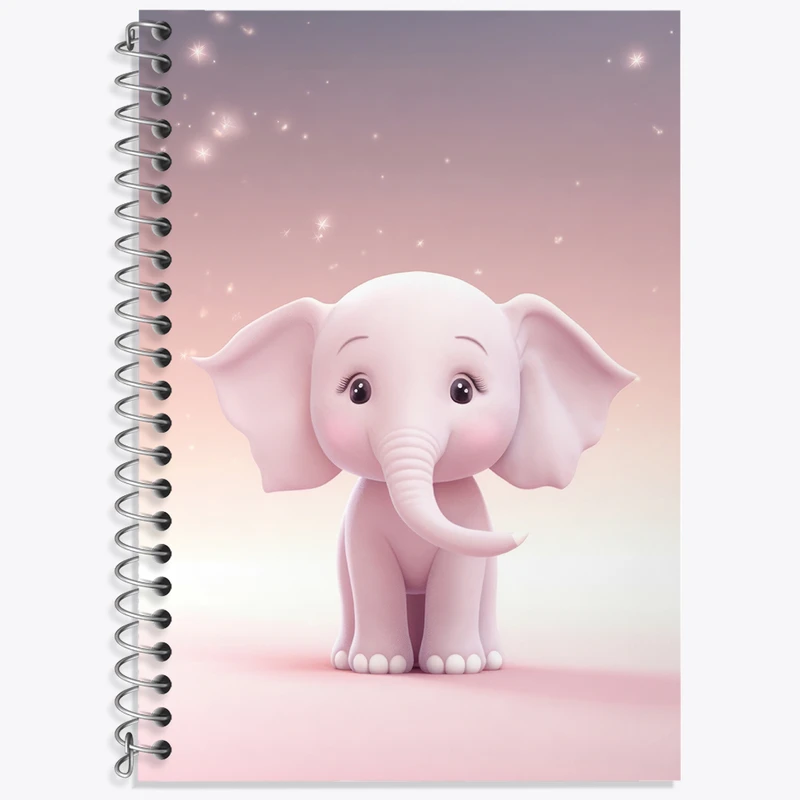 دفتر زبان 50 برگ خندالو مدل سه خط طرح فیل کیوت کد N2271