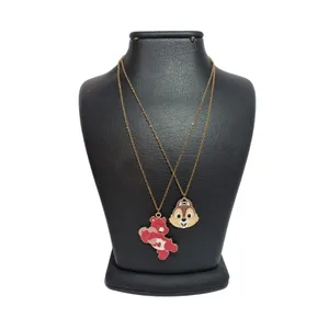 گردنبند دخترانه مدل سنجاب بازیگوش و خرس مهربان بسته 2 عددی