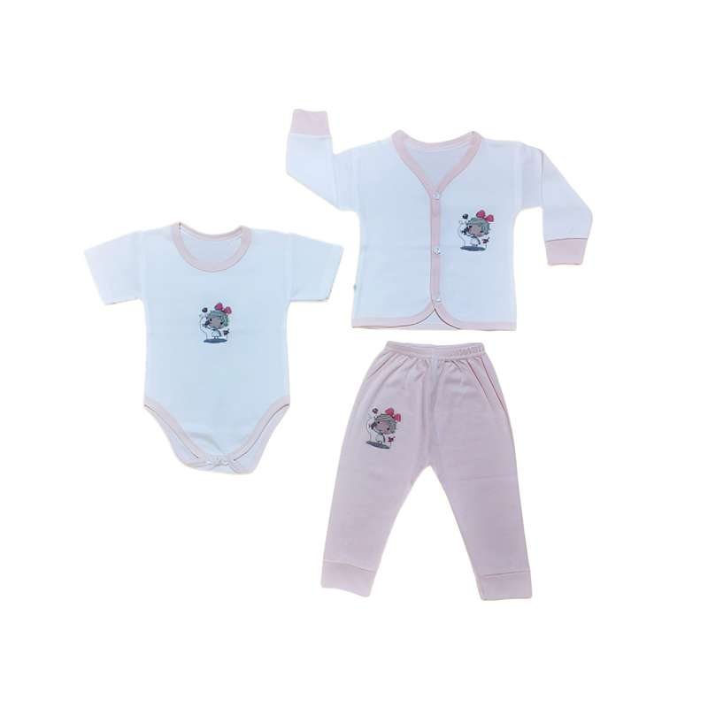 ست 3 تکه لباس نوزادی مدل دخترک 