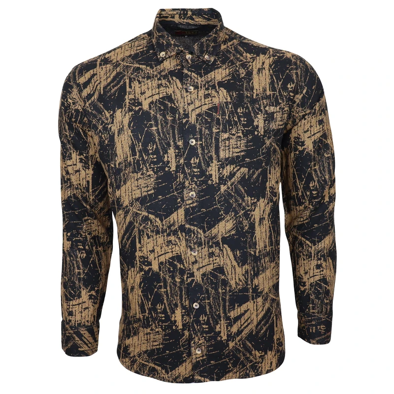 پیراهن آستین بلند یقه برگردان مردانه مدل نخی لینا تک جیب 3