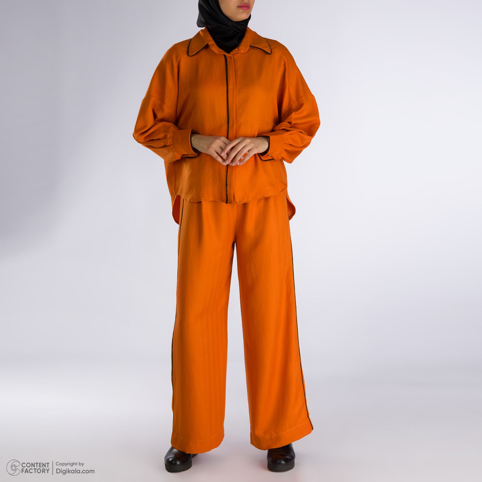 ست شومیز و شلوار زنانه آدور مدل جناقی رنگ نارنجی -  - 2