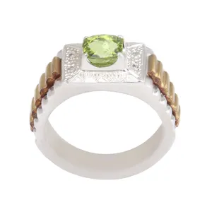 انگشتر نقره مردانه بازرگانی میلادی مدل سنگ زبرجد رکاب دست ساز کد AM_2507