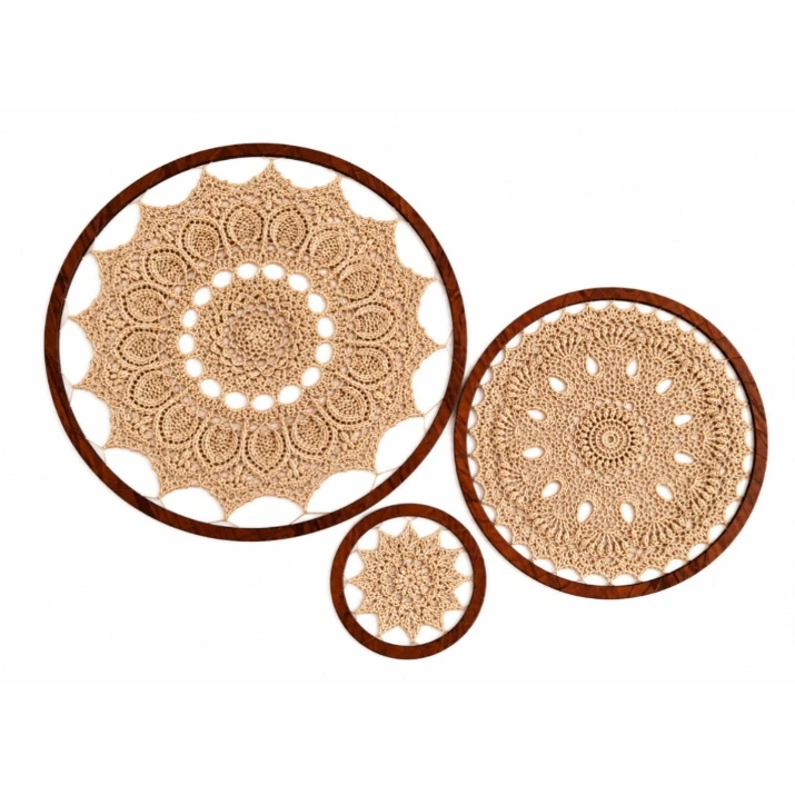 دیوارکوب بافتنی مدل ماندالا مجموعه 3 عددی