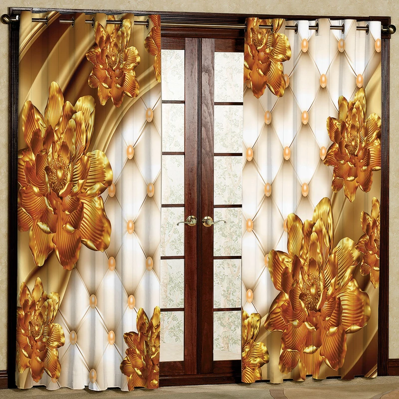 پرده مدل گل دار مخمل پانچی کد 1341 سایز 140x280 سانتی متر