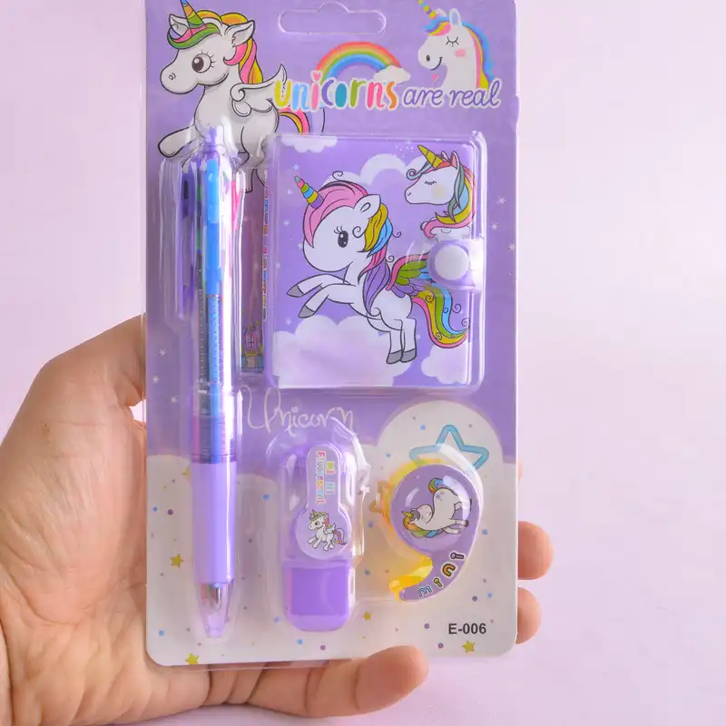 بسته لوازم تحریر مدل یونیکورن مجموعه 4 عددی