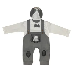 ست سرهمی و کلاه نوزادی مدل پاپیون