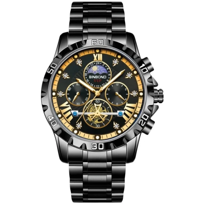 ساعت مچی عقربه‌ای کوارتز مردانه بین باند مدل چهار موتوره کورنوگراف کد 002