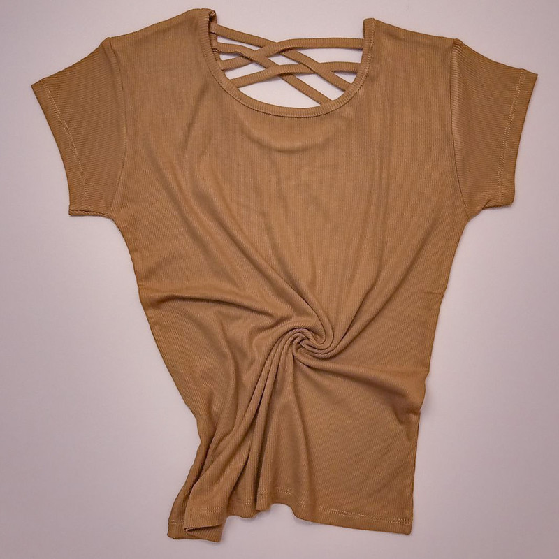 بلوز آستین کوتاه زنانه مدل پشت بند ضربدری