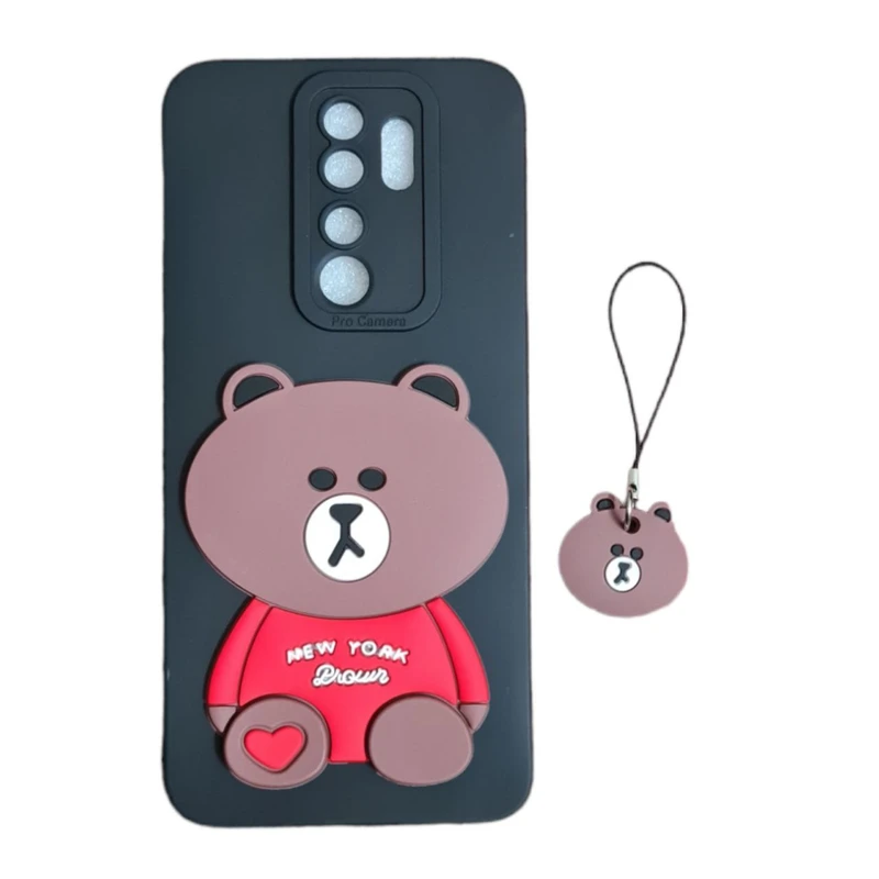 کاور مدل سیلیکونی طرح خرس کد 822 مناسب برای گوشی موبایل شیائومی Redmi Note 8 Pro به همراه بند آویز