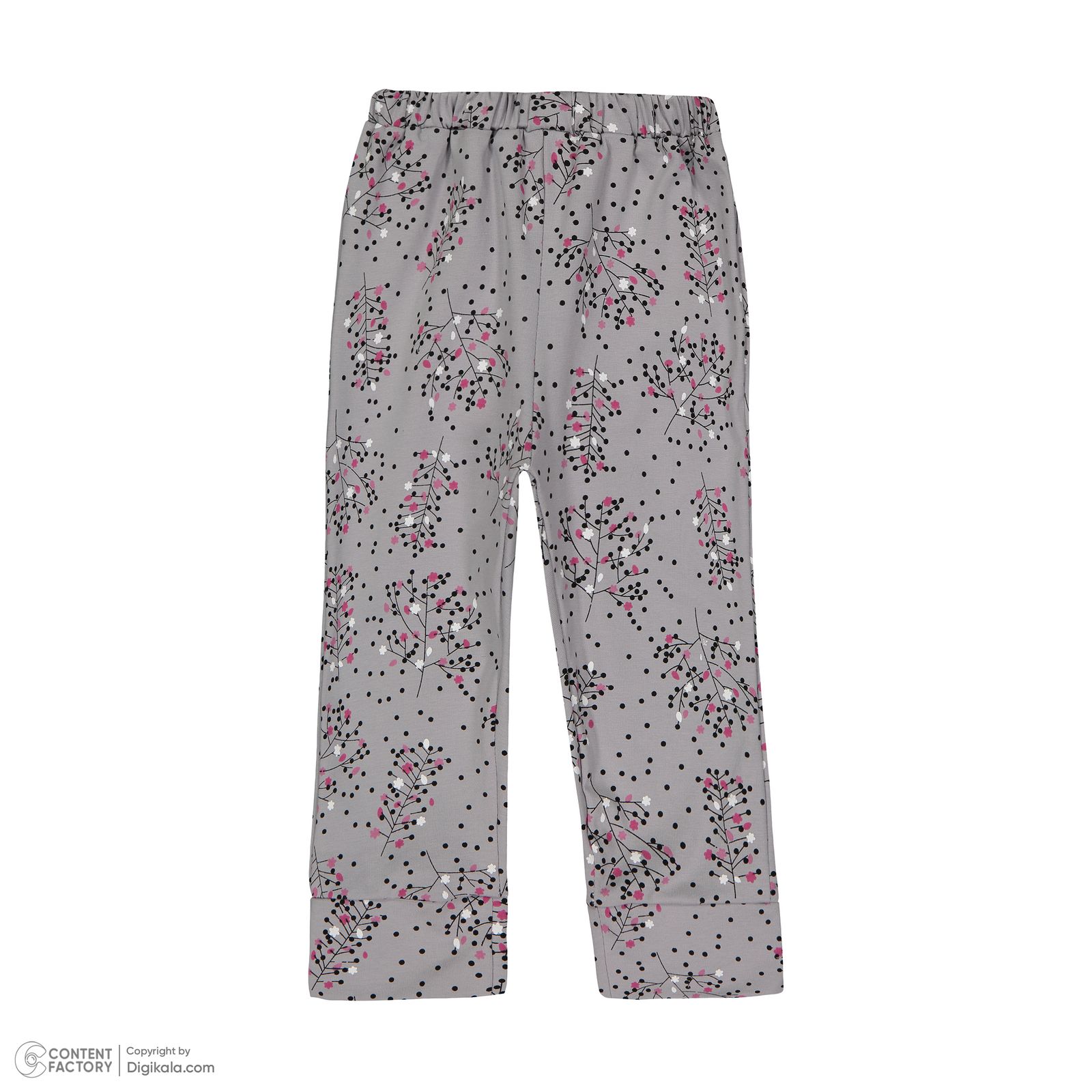 ست تی شرت و شلوار دخترانه ناربن مدل دایناسور رنگ طوسی - - 8