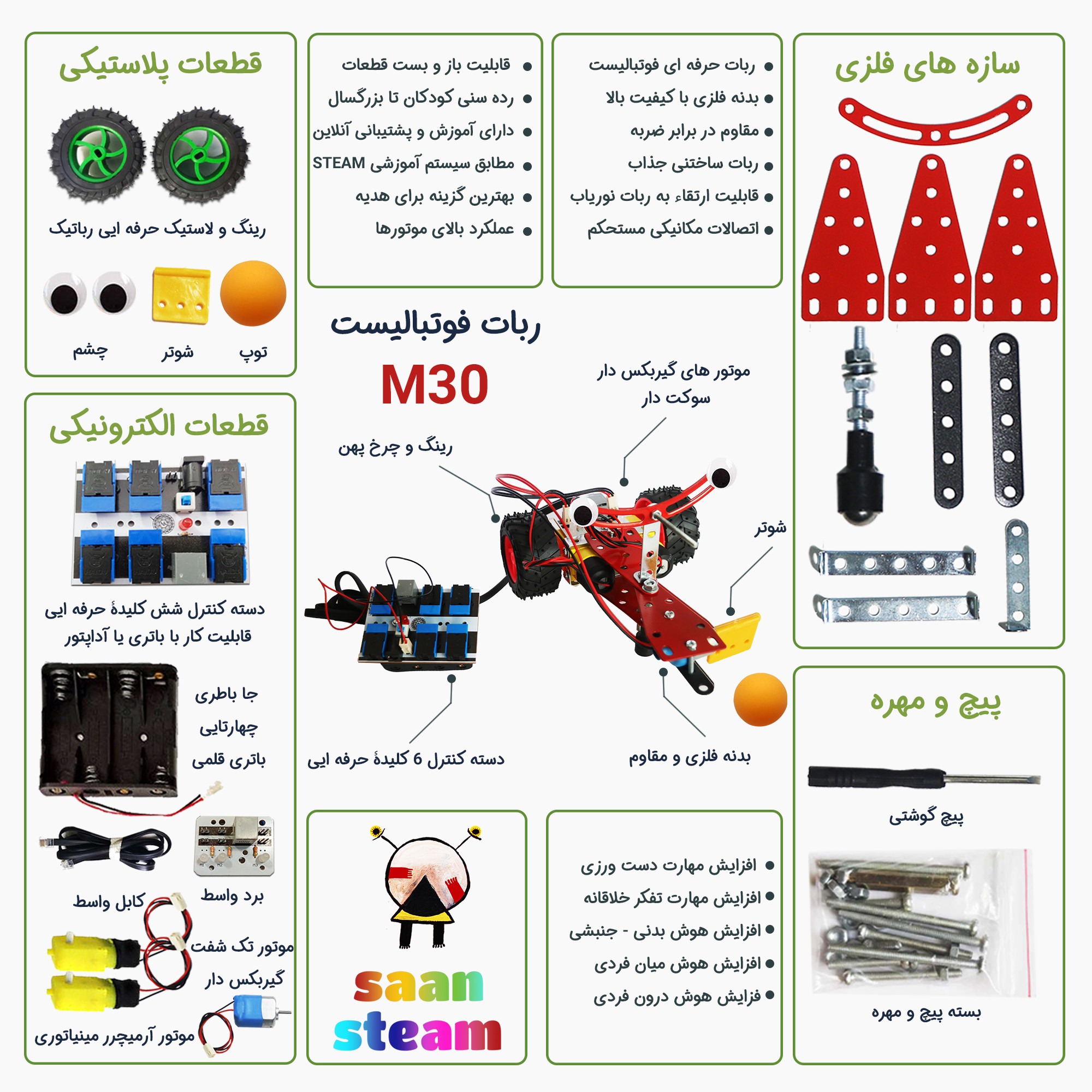کیت آموزشی مدل ربات فوتبالیست کد M30