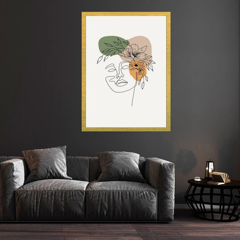 تابلو بکلیت طرح نقاشی مینیمال چهره مدل قاب شاسی T-S9952