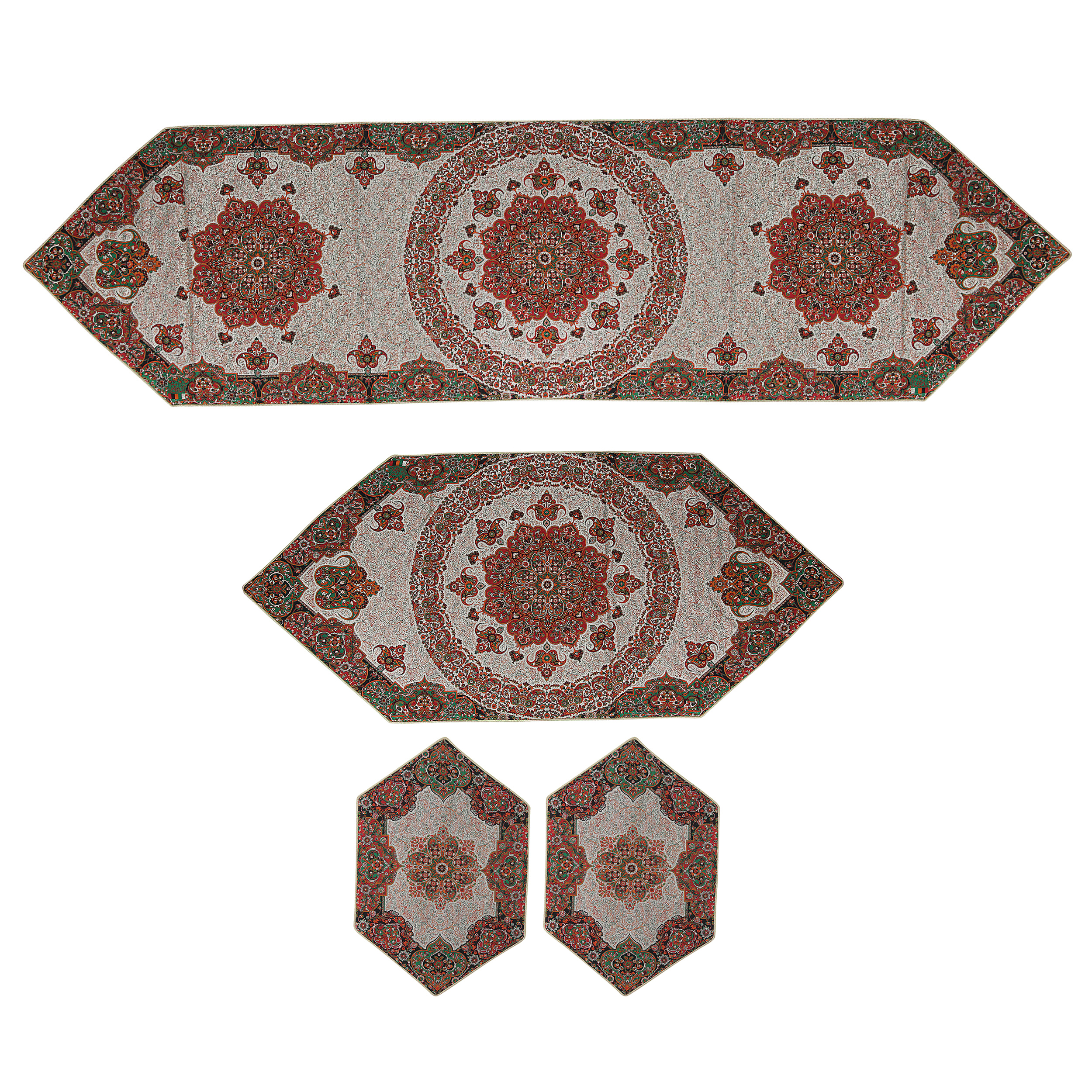 ست 4 تکه رومیزی ترمه دستجردی مدل سپهر کد DRGD4.4