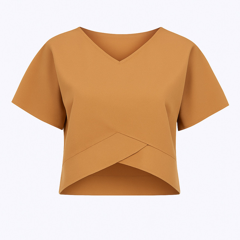 کراپ بلوز آستین کوتاه یقه هفت زنانه مدل 2102