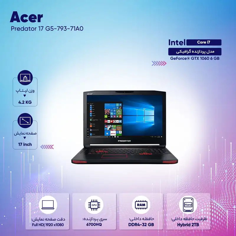 لپ تاپ 17 اینچی ایسر مدل Predator 17 G5-793-71A0
