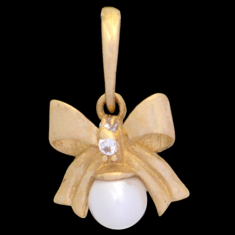 آویز گردنبند طلا 18 عیار زنانه طلای مستجابی طرح پاپیون و مروارید کد T1765